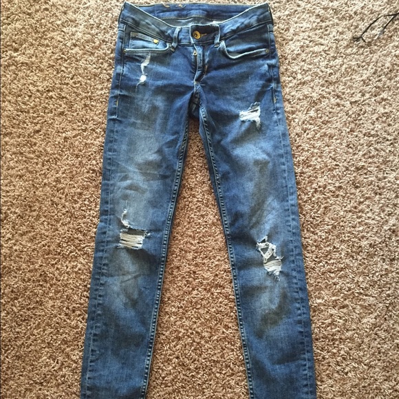 & Denim from H&M distressed low rise skinny jeans
