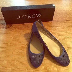J.Crew Nora Perforated Flats - Bright Royal Blue