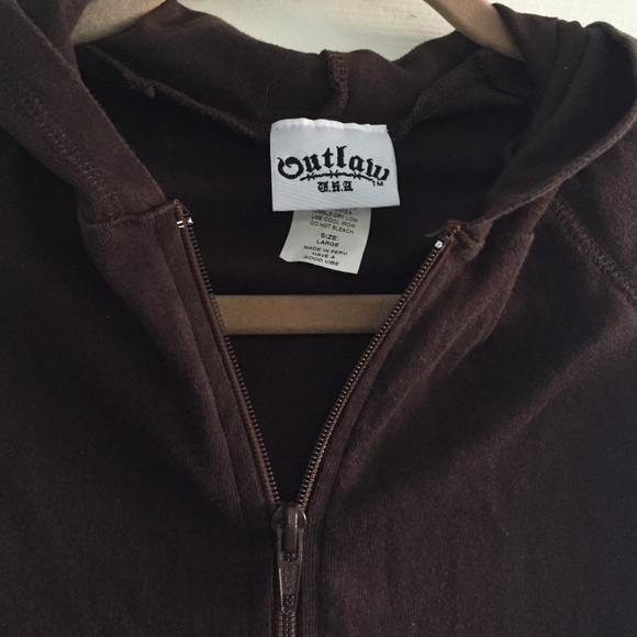 Vintage brown cropped zip up hoodie - Picture 2 of 3