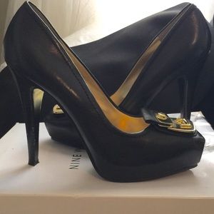 Black leather heels