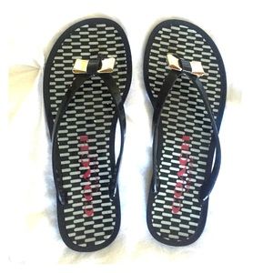 Authentic Gold and Black Coach Flip Flops!