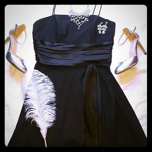 Black Chiffon and Satin Cocktail Dress