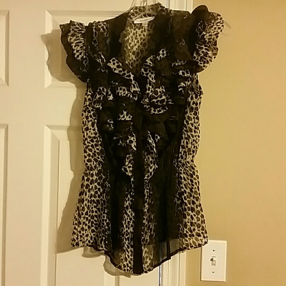 Leopard print button up blouse