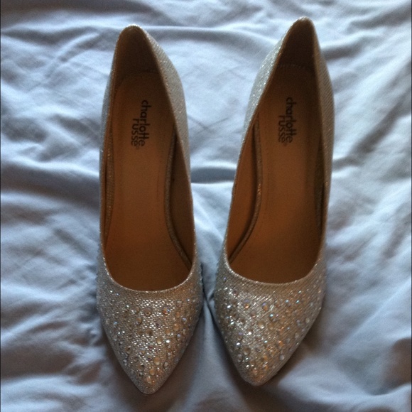 Silver crystal heels