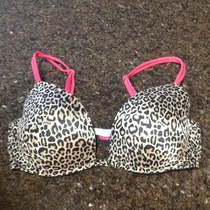 Pink cheetah push up bra 32D