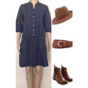Button Up 3/4 Sleeve Shirt Dress