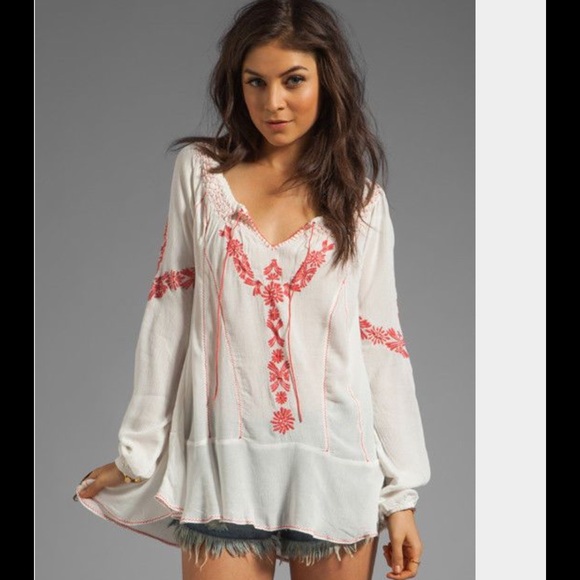 Free People embroidered peasant top