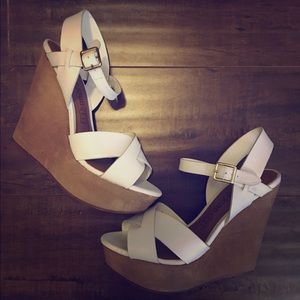 White Suede Wedge