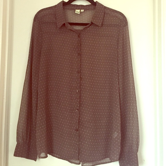 Brown + Mini Polka Dot Button Down