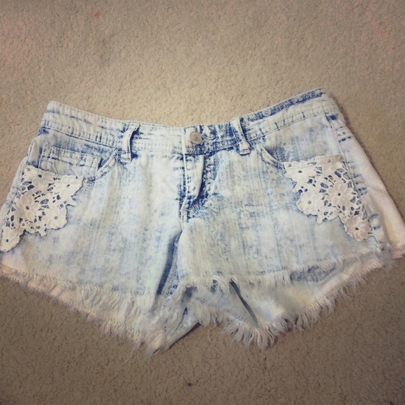 white washed denim shorts