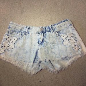 white washed denim shorts