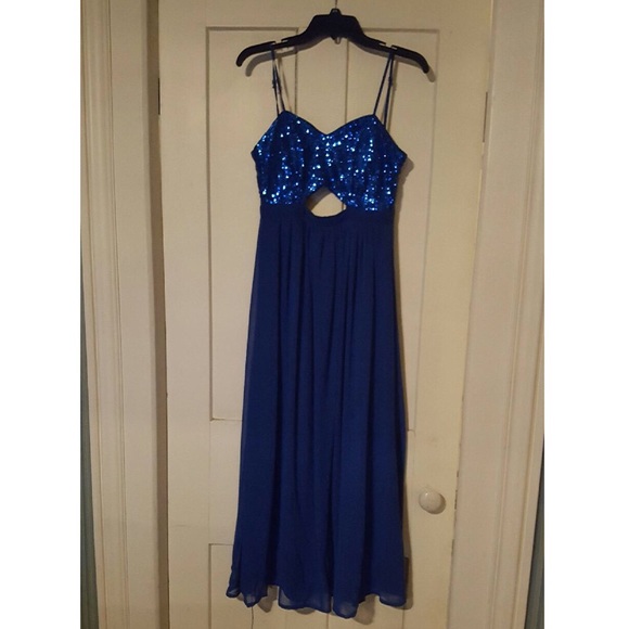 Blue Cut-out Prom Dress