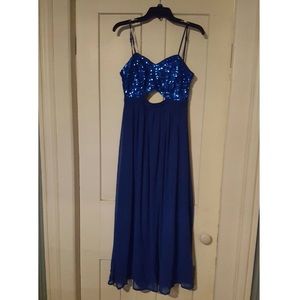 Blue Cut-out Prom Dress