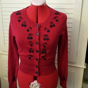 Forever 21 Twist vintage inspired cherry cardigan
