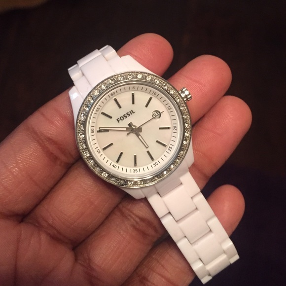 All white fossil watch