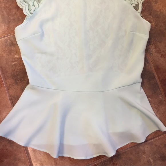 NWOT: Mint green, Lace-Back Peplum Top - Picture 3 of 4