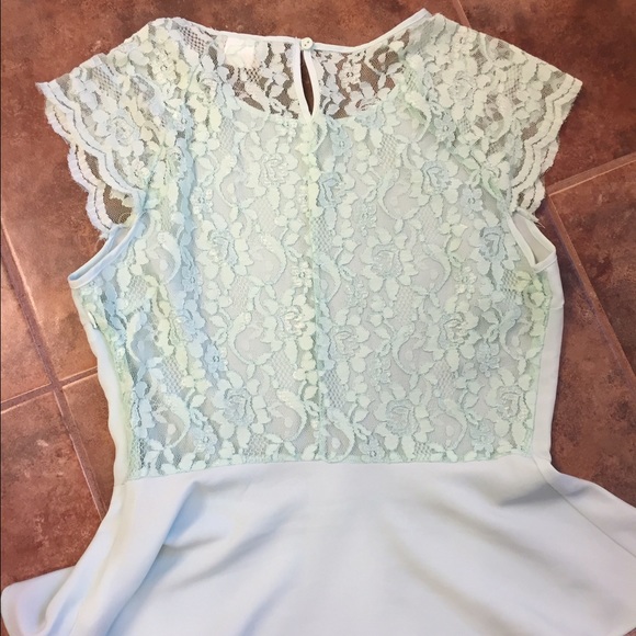 NWOT: Mint green, Lace-Back Peplum Top - Picture 4 of 4