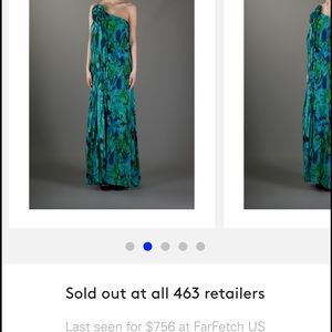 BCBG Max Azria blue and green silk chiffon gown