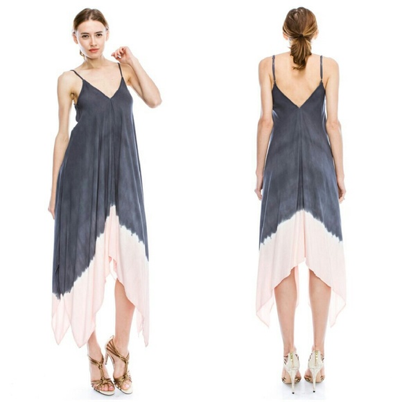 Grey and Light Pink Tie Dye Midi Dress - Picture 3 of 3