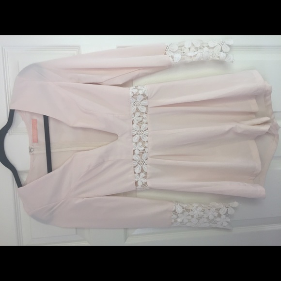 GORGEOUS blush romper with embroidered detail