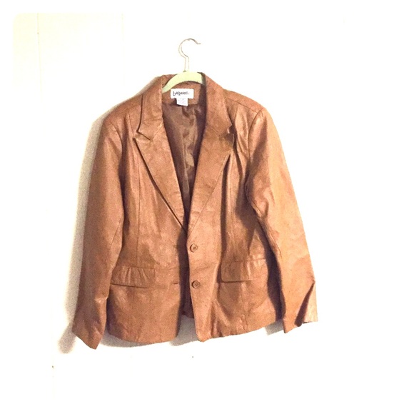 Classy, camel colored leather dress jacket
