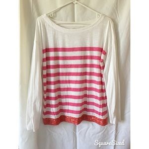 Pink and White Striped Tee