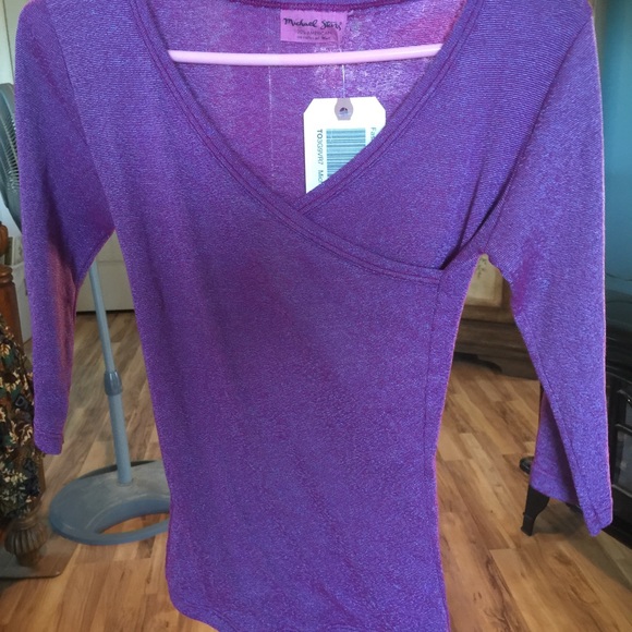 NWOT Michael Stars Women Blouse 3/4 sleeve purple. - Picture 4 of 5