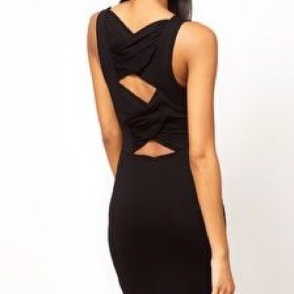 ASOS Midi Body-con Twist Back Dress in Black