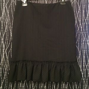 Express Black pin strip pencil skirt with ruffle