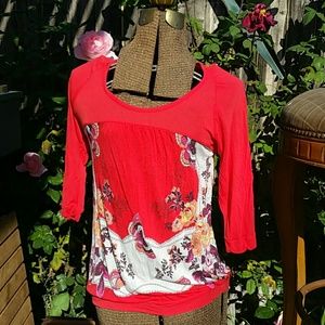 Free people shirt butterfly's 3/4 sleeve