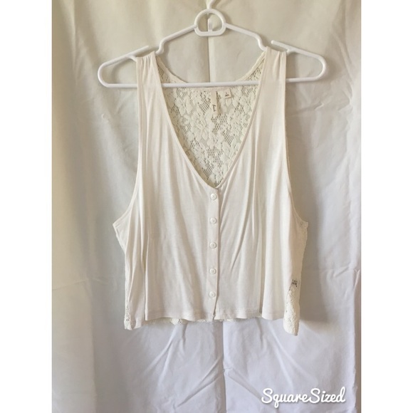 Lace button-up Crop Top - Picture 1 of 2