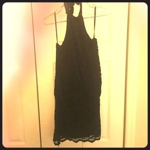 Black halter short dress