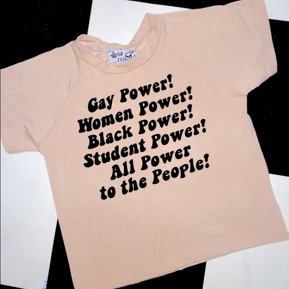 ❌SOLD❌O'mighty Power To The People Nude Crop Top - Picture 2 of 4