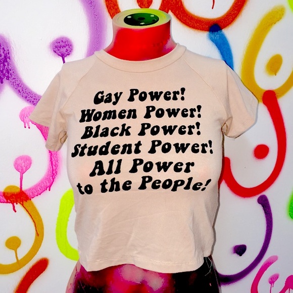 ❌SOLD❌O'mighty Power To The People Nude Crop Top - Picture 3 of 4