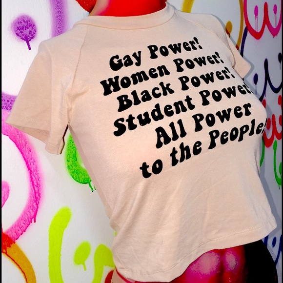 ❌SOLD❌O'mighty Power To The People Nude Crop Top - Picture 4 of 4