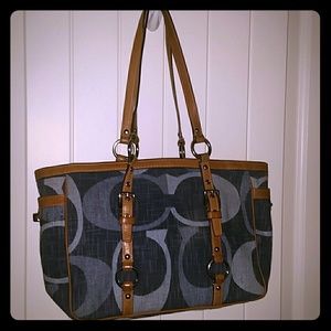 Denim and Leather Coach Purse