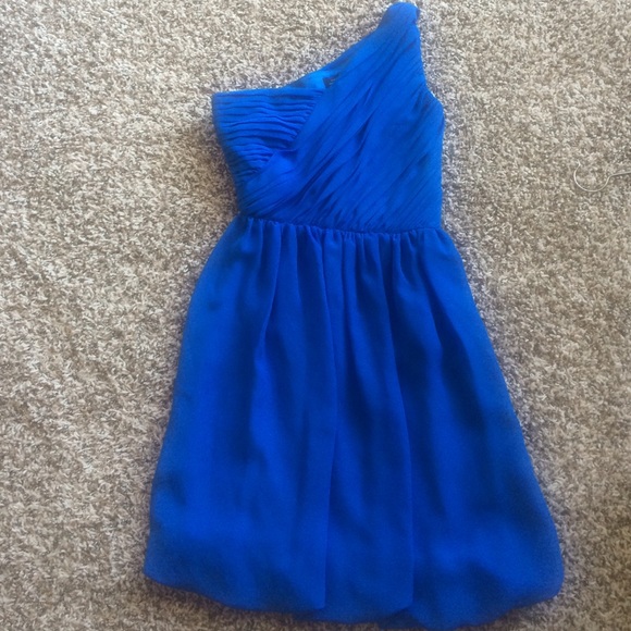 Blue One Shouldered Tahari Cocktail Dress
