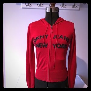 Red DKNY Hooded Sweater