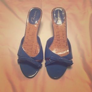 Open toe summer kitten heels, blue