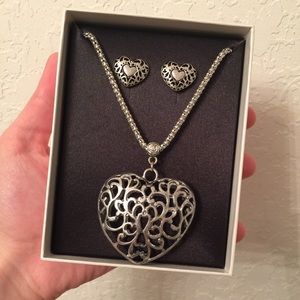Heart necklace and earrings