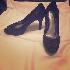 PRICE REDUCTION!satin heels-beading,open toe.