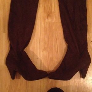 Cupid Brown Faux Suede OTK Boots