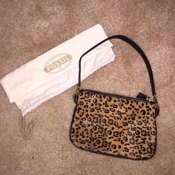 Fossil Leopard Ponyhair Clutch
