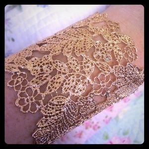 Gold plated lace pattern cuff