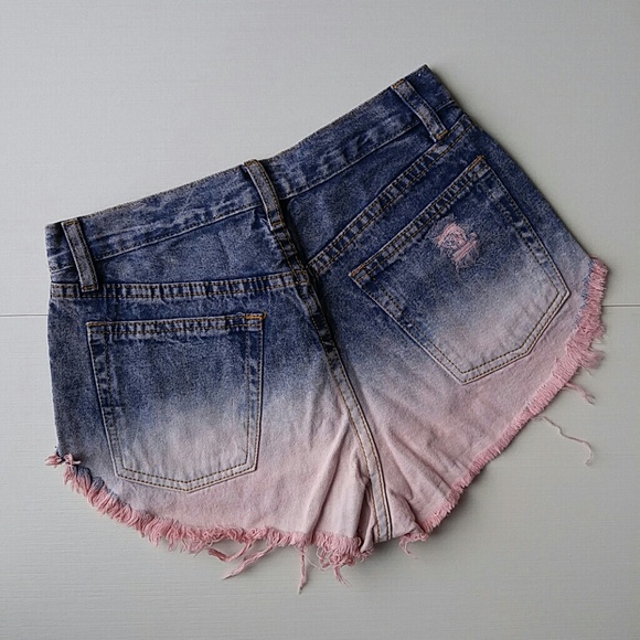 Denim and pink ombre shorts - Picture 2 of 3