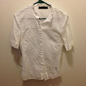White Pin Tucked button up top