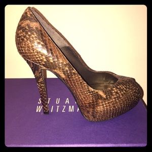 Stuart Weitzman Python Peep Toe Pump