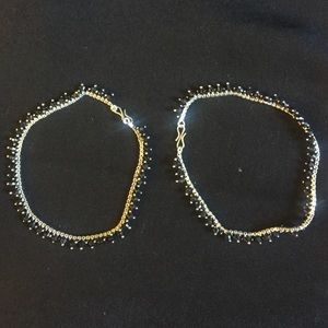 Black and silver anklets