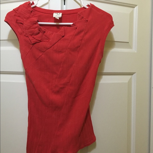 Anthropologie red top great neck line