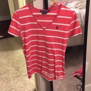Orange and white stripped polo